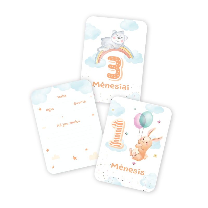 Mėnesių Kortelių Rinkinys Fotosesijoms - Debesėlis