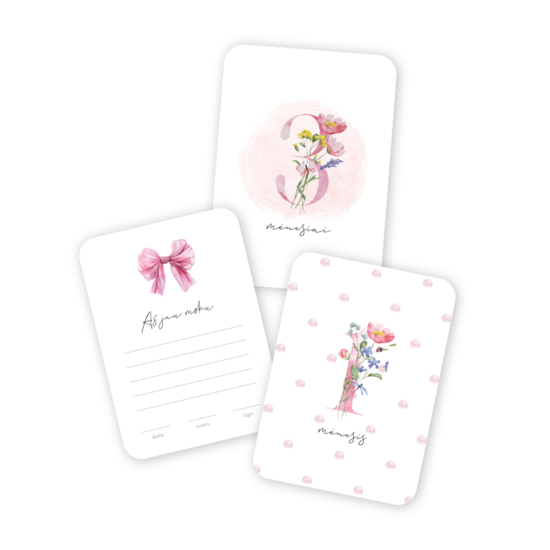 Mėnesių Kortelių Rinkinys Fotosesijoms - Gėlės