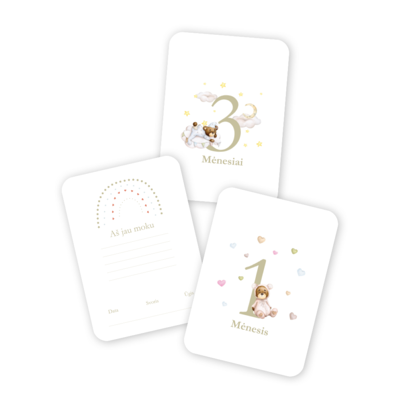 Mėnesių Kortelių Rinkinys Fotosesijoms - Meškutis