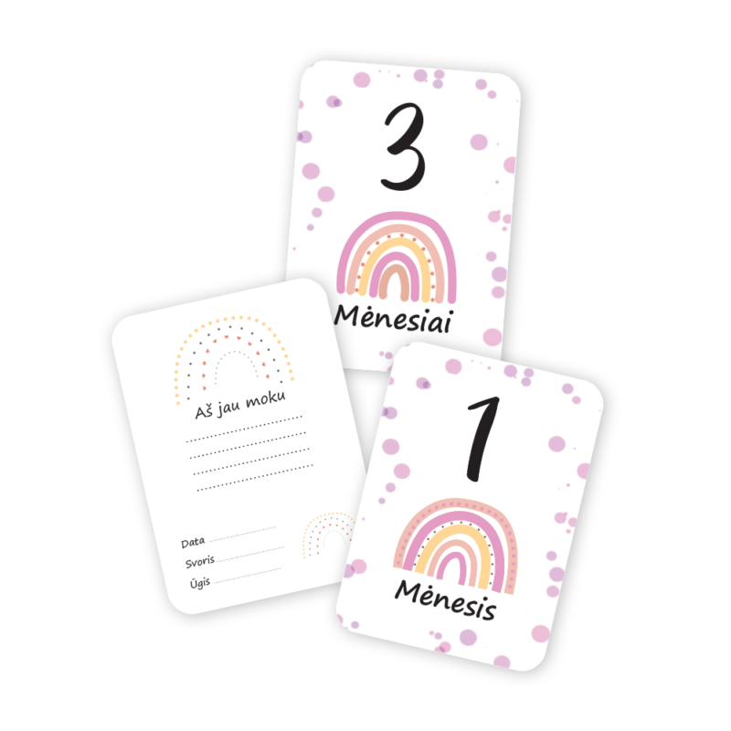 Mėnesių Kortelių Rinkinys Fotosesijoms - Vaivorykštė