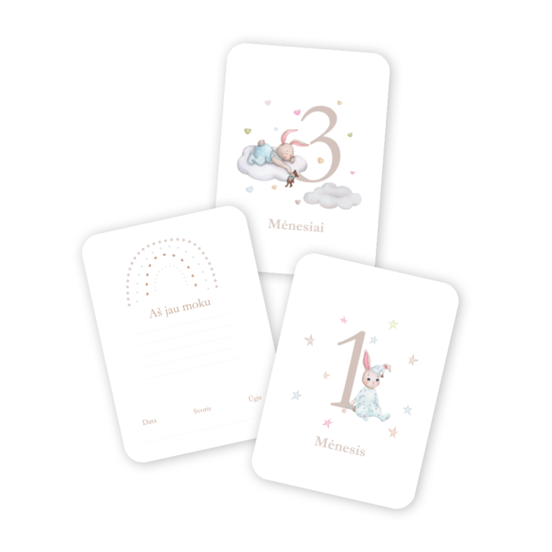 Mėnesių Kortelių Rinkinys Fotosesijoms - Žvaigždutė