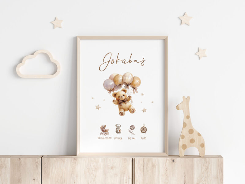 Gimimo dienos metrika - Meškutis su balionais