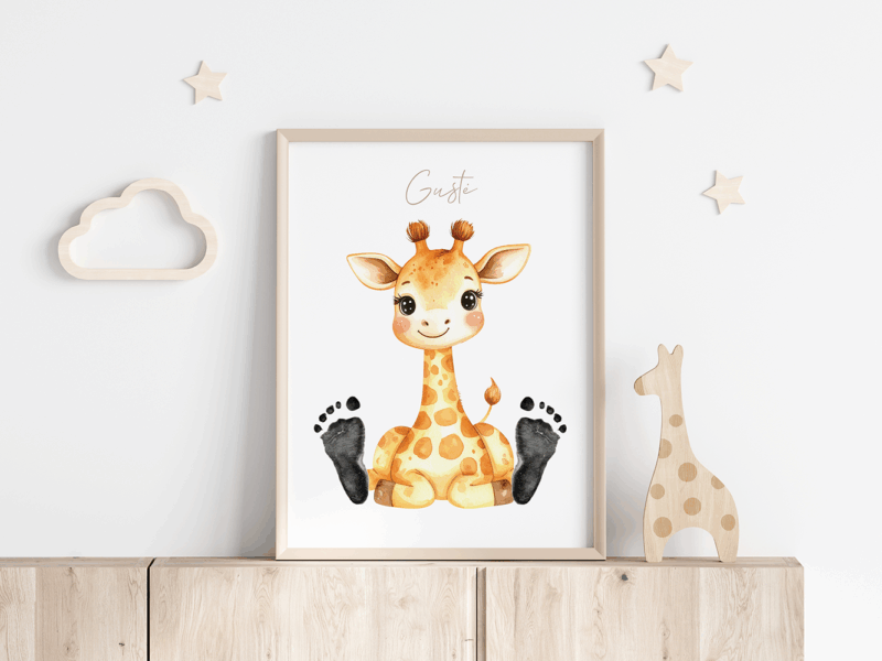 Pėdučių Įspaudų Paveikslas - Miela Žirafa