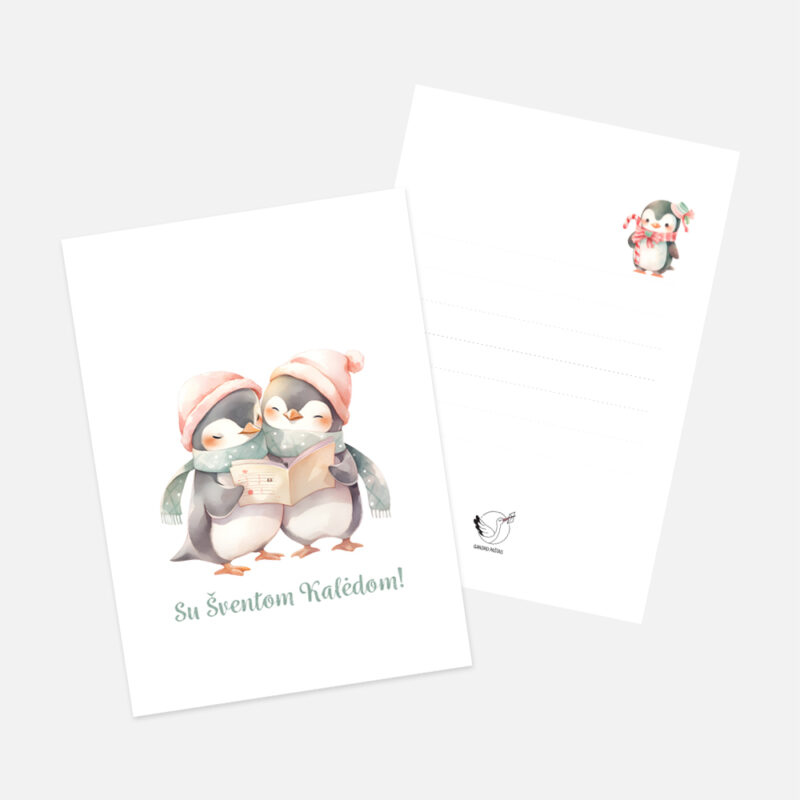 Šventiniai atvirukai - Kalėdinė Pingvinų Daina