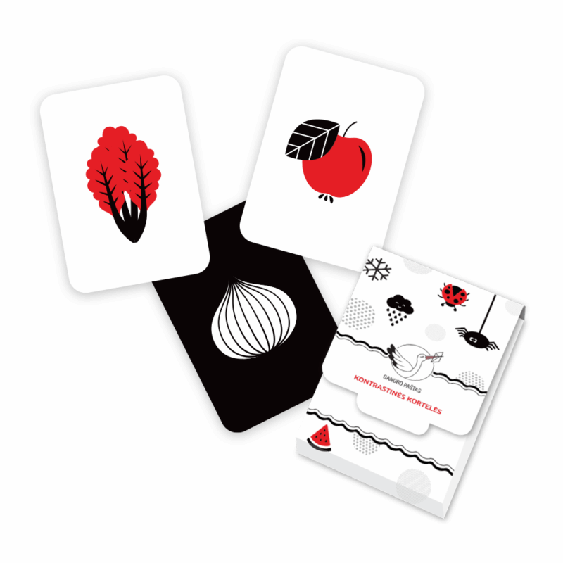 Kortelės su kontrastiniais paveikslėliais - Vaisiai Ir Daržovės