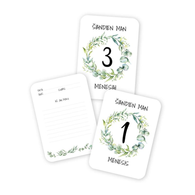 Mėnesių Kortelių Rinkinys Fotosesijoms - Žolynėlis