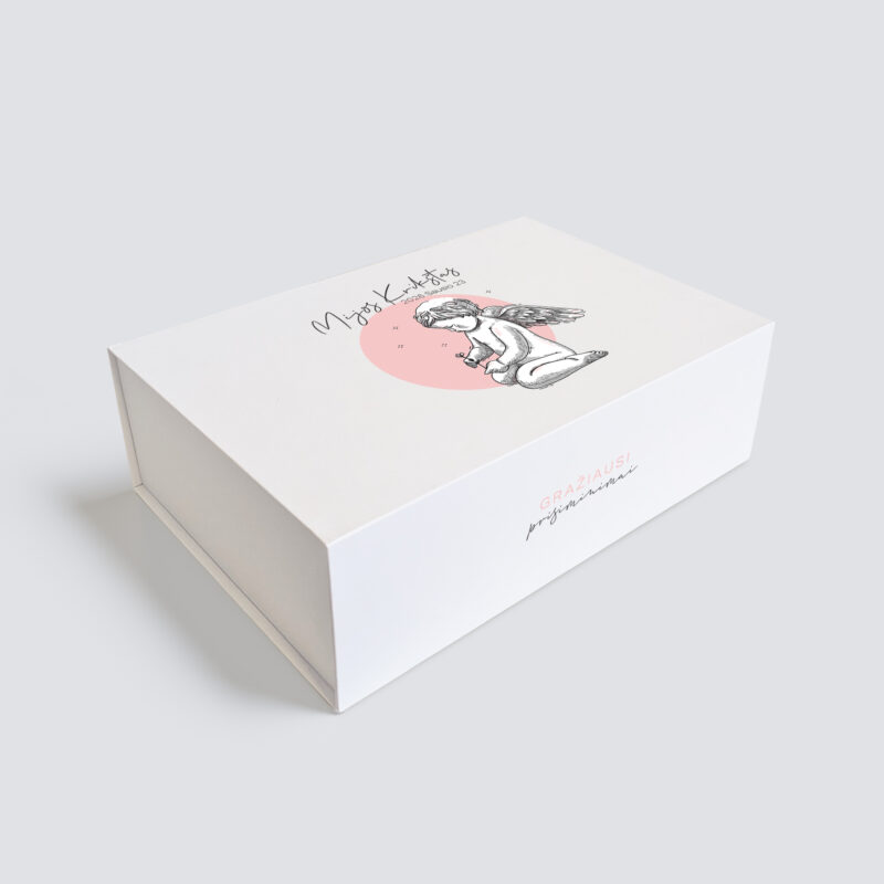 Personalizuota Krikšto dėžutė - Rausvas Angeliukas