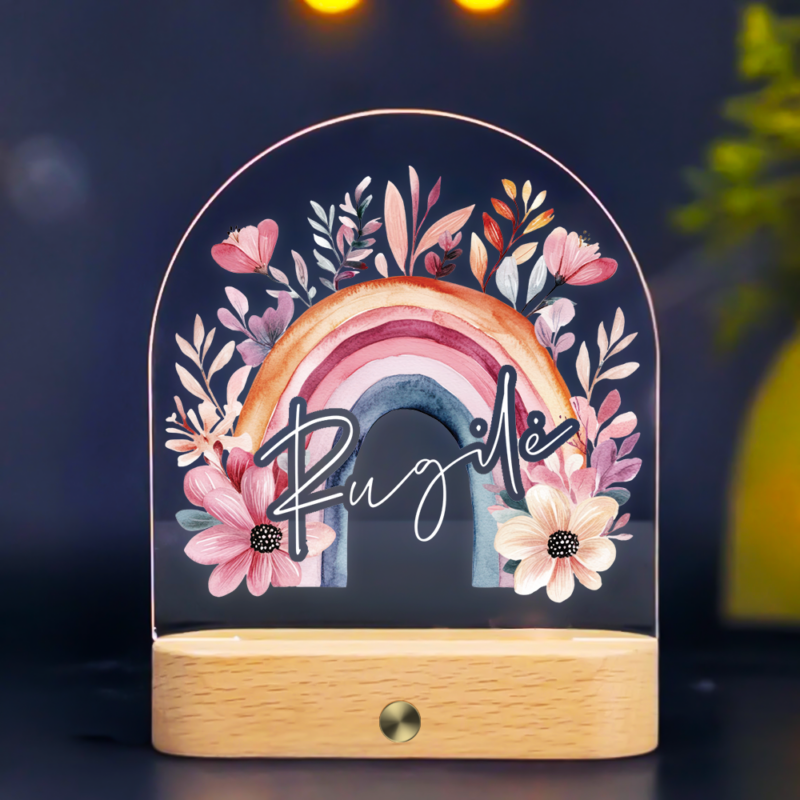 Personalizuota naktinė švieselė - Gėlių Vaivorykštė