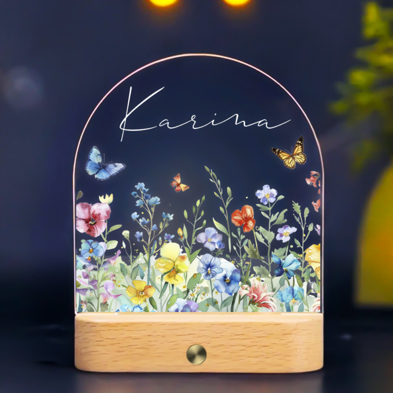 Personalizuota naktinė švieselė - Gėlių Pieva