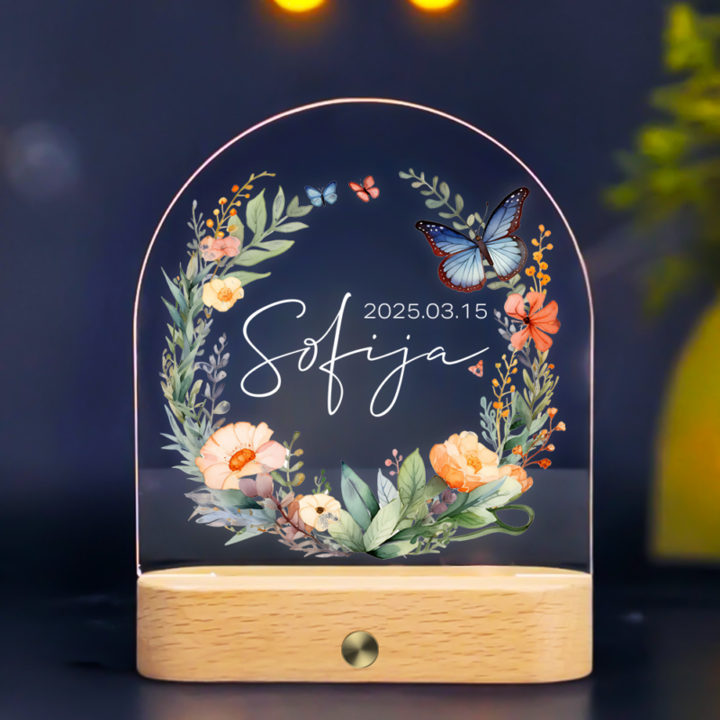 Personalizuota naktinė švieselė - Gėlių Žiedas