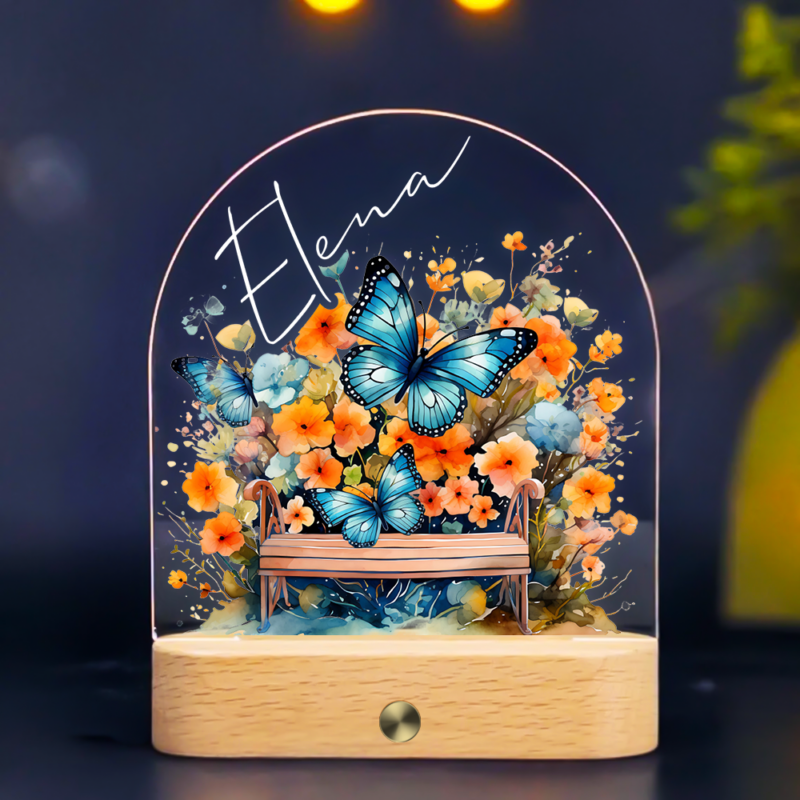 Personalizuota naktinė švieselė - Tarp Gėlių