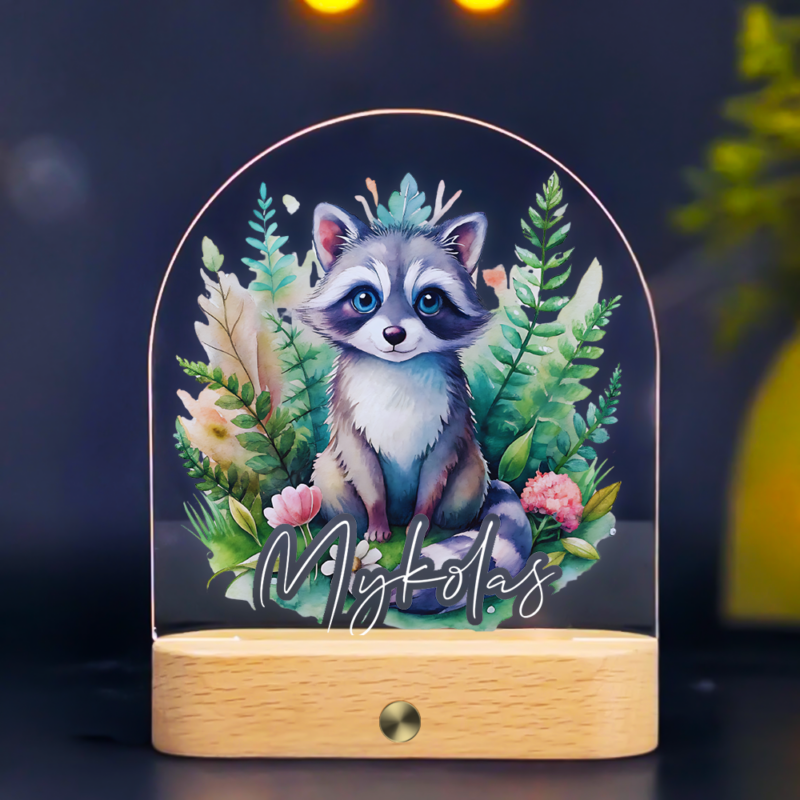 Personalizuota naktinė švieselė - Meškėnas