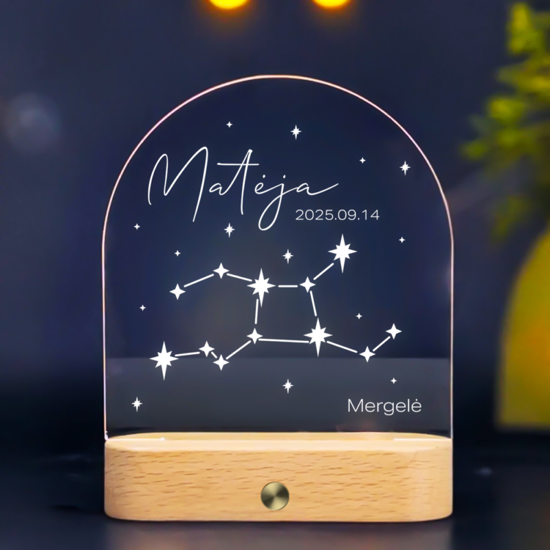 Personalizuota naktinė švieselė - Žvaigždynas Mergelė