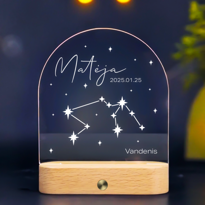 Personalizuota naktinė švieselė - Žvaigždynas Vandenis