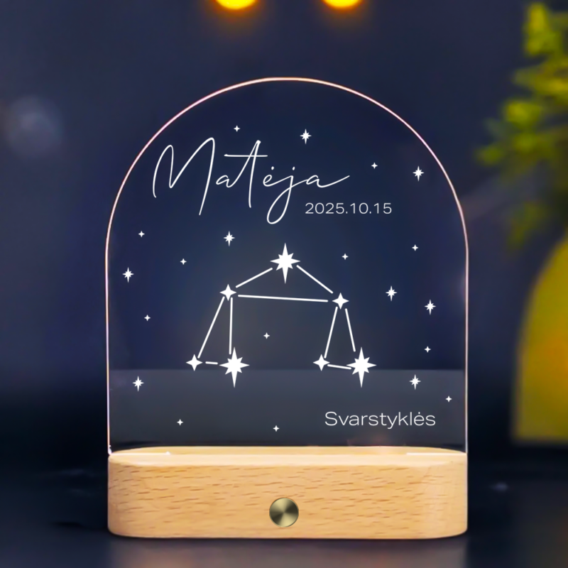 Personalizuota naktinė švieselė - Žvaigždynas Svarstyklės